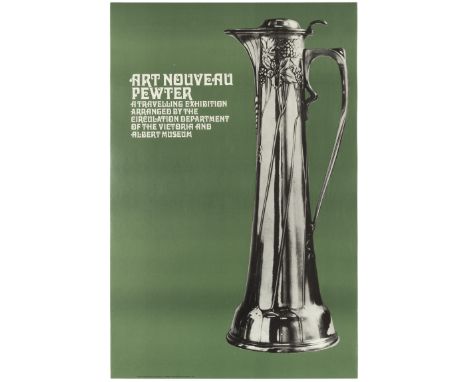 Original vintage advertising poster for a travelling exhibition of Art Nouveau pewter, organised by the Victoria and Albert M
