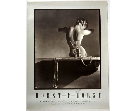 Original vintage hand signed by the photographer advertising poster for a exhibition of photographic works by the German-Amer