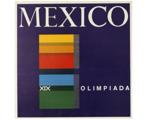 Original vintage sport poster for the 1968 Summer Olympics in Mexico. Great design by renowned American graphic designer Lanc