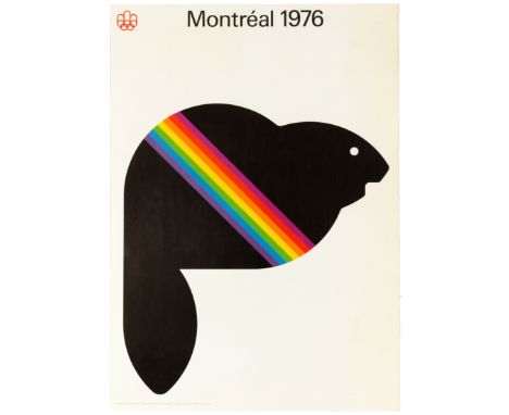 Original vintage sport poster for the Montreal Summer Olympic Games 1976. This limited edition poster is showing the iconic b