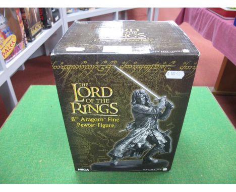 A NECA The Lord Of the Rings 8" Aragon Fine Pewter Figure, boxed.