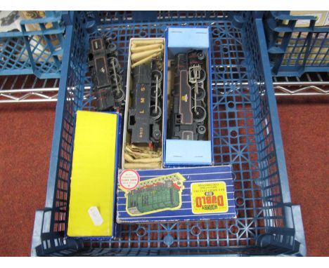 Five Hornby-Dublo 3-rail OO gauge locomotives: boxed 2-6-4 Tank Engine, boxed 0-6-2 Tank Engine, boxed 0-6-0 Diesel shunter, 