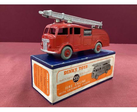 Dinky Toys No 555 Fire Engine, overall very good, slight tarnish to ladder, boxed.