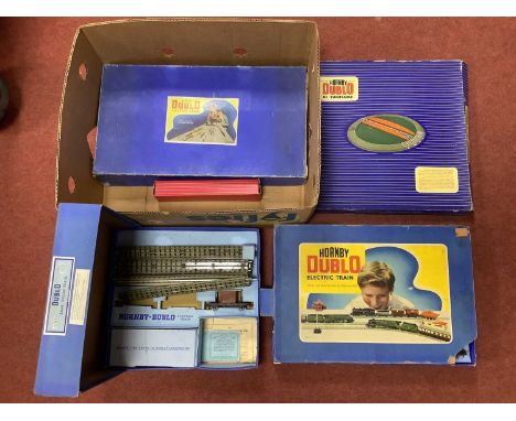 A quantity of Hornby-Dublo 3 rail Model Railway Items including Suburban Train Set including 2-6-4T locomotive, three carriag