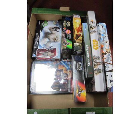 A Collection of Modern Star Wars Plastic Action Figures, Vehicles and Topps Trading Cards including The Power of the Force Im