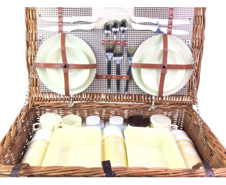 'THE BREXTON COLLECTION' PICNIC HAMPER, with fitted contents in wicker basketbasket 63.5cm wide