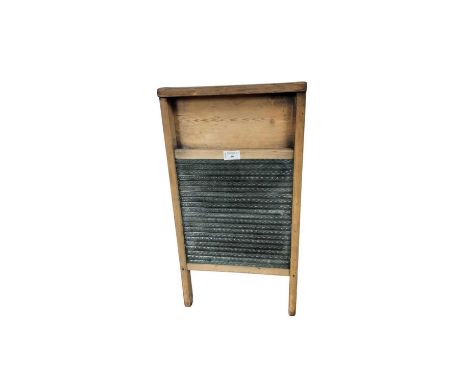 VINTAGE WASHBOARD, of rectangular form with glass insert59.5cm long 