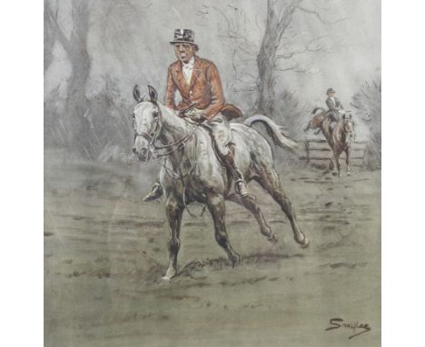 Snaffles, a print titled Merry England, and Worth a Guinea a Minute. With blindstamp, framed, 26.5cm 27cm exc. frame