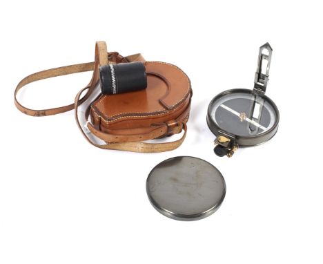 A Negretti &amp; Zambra mirror and sighting compass. In a fitted leather carry case with shoulder strap 