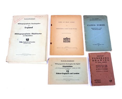 A collection of 20th century military navigation maps and military books. Including two 1941 German invasion maps of South En