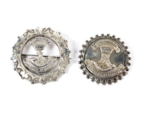Two Victorian silver hallmarked sweetheart brooches. Both Somerset Light Infantry 