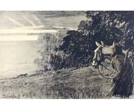 Snaffles, a signed print titled Pass Friend. With blindstamp and signed in pencil (water damage), 36cm x 24cm exc. frame 