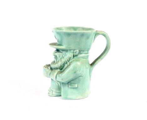 A vintage Shorter Pottery 'RH Chelsea pensioner' Toby jug. Green glaze, printed "SAMPLE" on the base 16.5cm high