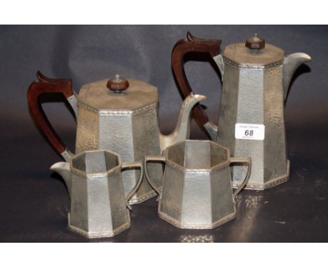 1920s Pewter four-piece tea service