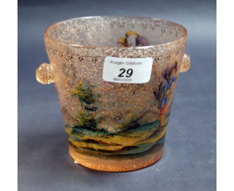 A 19th century painted continental glass vase