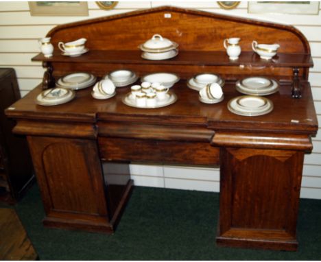A 19th century mahogany chiffonier of cupboards and drawers with upstand and shelf (A/F)