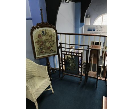 William IV pole screen, towel rail, firescreen etc