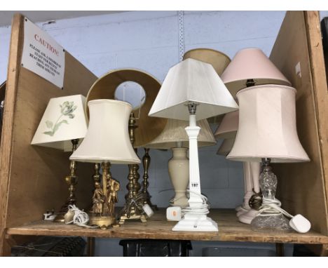 Shelf of various lamps
