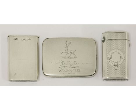 A Victorian silver vesta case,by Clift Alexander Mawer Clark, London 1894, of oblong form with press action to cover, crested