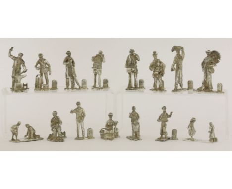 A collection of fifteen silver menu holders,by Thomas Charles Jarvis, London, mixed dates,depicting everyday occupations to i