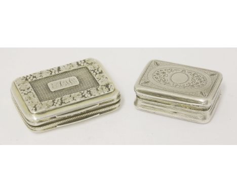 Two George III silver vinaigrettes,one possibly by William Ellerby, London 1813,of rectangular form, with foliate frieze surr