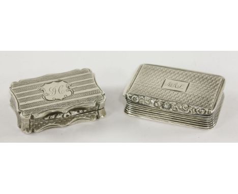 A William IV silver vinaigrette,by Joseph Willmore, Birmingham 1835,of rectangular form, engine turned with reeded sides and 
