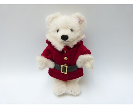 Steiff Original 'Santa Claus' 037252 teddy bear 2008, with white mohair, button to ear, tags and certificate 42, 25cm tall, i