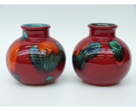 A pair of Poole pottery vases (10cm tall)