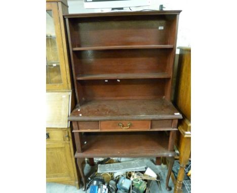 A mahogany dresser with shelves above, the base having single central drawer with shelf below (H168 x W91 x D39cm) 