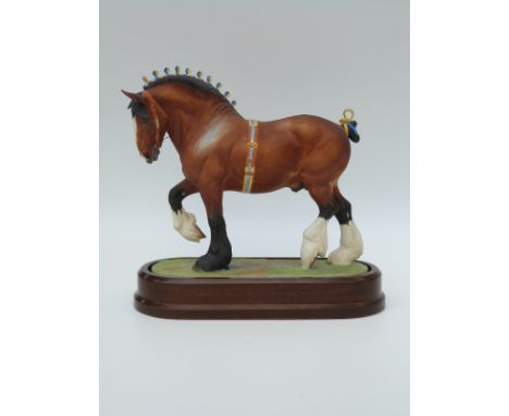 Royal Worcester limited edition Shire Stallion Manor Premier King on hardwood base