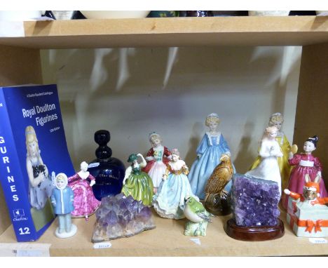 A collection of porcelain figures including two Royal Worcester Grandmother's Dress, Royal Doulton figurines including Valeri