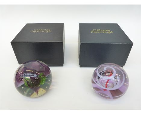 Two Caithness limited edition glass paperweights Sea Kelp 69/1500 and Galactica 163/750 both in original boxes with certifica