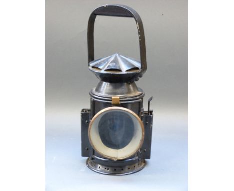 A 1945 war department Harry J Platt railway tri colour railway lamp