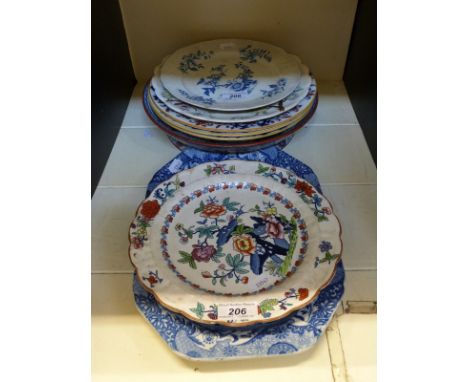 A Copeland Spode Italian pattern sandwich plate and a collection of 19thC plates 