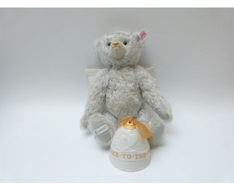 Steiff Original 'Lladro Angel Bear with Bell' 676833 teddy bear, with light grey mohair, button to ear, tags and certificate 