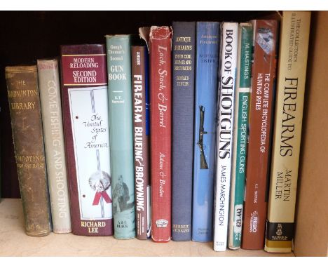 Twelve gun and shooting related books including The Collectors Illustrated Guide to Firearms, The Complete Encyclopedia of Hu