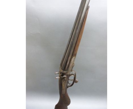 Page Wood of Bristol 12 bore side by side hammer action shotgun with engraved side locks and hammers, rotary underlever, doub