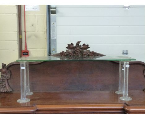 A glass two tier shop display interest shelf unit supported by eight octagonal cut glass columns with star at base (W124 x H8