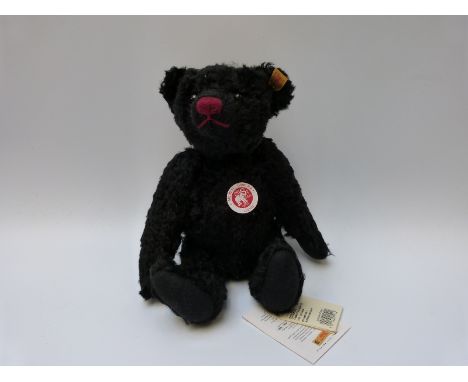 Steiff Original Classic teddy bear 005992 with black mohair, button to ear and tags, 28cm tall