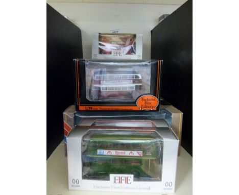 Fourteen Exclusive First Editions (EFE) diecast model buses and coaches, all in original boxes 