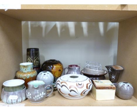 A collection of studio, Celtic and similar pottery including Fishley Holland, Radford, Rye, Martin Pettinger etc