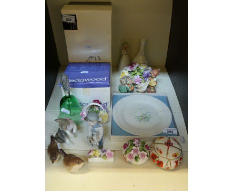 A quantity of ceramic figurines etc. to include Hummel, Lladro, Royal Adderley, Coalport etc. together with Wedgwood bowl, Ro
