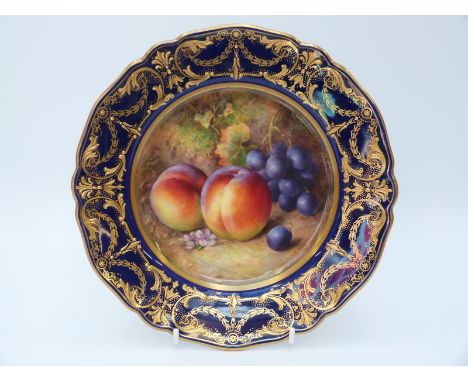 Royal Worcester painted fruit plate, signed R.Sebright (22.5cm diameter)