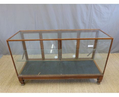 A haberdashery or shop fitting interest glass shop display counter/ cabinet with adjustable glass shelf and two double glazed