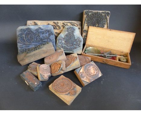 A collection of print blocks to include Middle Eastern trademarks; 'Toile Extra Fine Lour Chemises'; 'James Finlay and Co Ltd