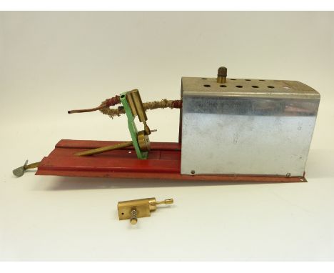 Mamod Marine M.E.1 live steam engine on metal base plate with oscillating cylinder with direct drive to the propeller, water 