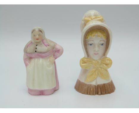 Two Royal Worcester candle snuffers, Cook and Young Girl