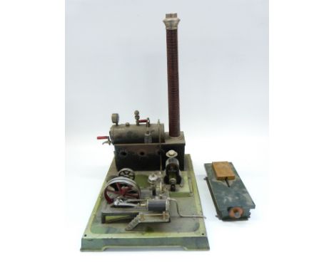 Doll stationary live steam, Germany c1934 with fixed cylinder engine and slip eccentric reversing, driving a base mounted dyn