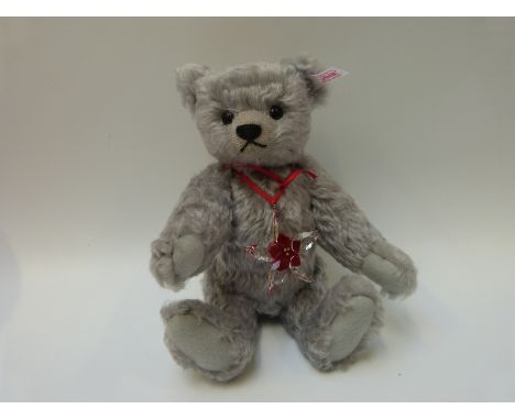 Steiff Original 'Poinsettia Swarovski' 681103 teddy bear 2007, with grey mohair, button to ear, tags and certificate 4124, 25