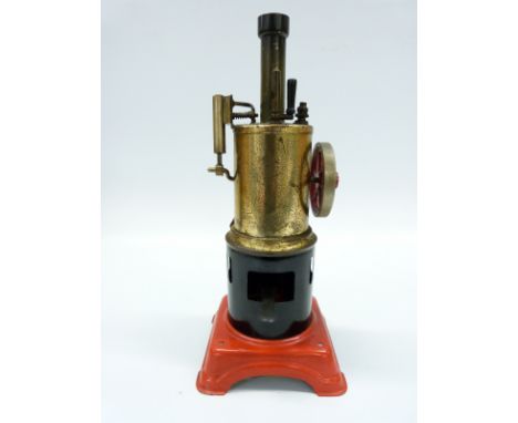 Fleischmann verticle live steam vertical engine with through boiler crankshaft, oscillating cylinder, whistle and solid fuel 